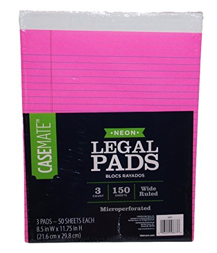 Neon Legal Pads Wide Ruled (Pink)