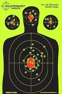 50 Pack - 12"x 18" Silhouette Splatter Target - Instantly See Your Shots Burst Bright Florescent Yellow Upon Impact!