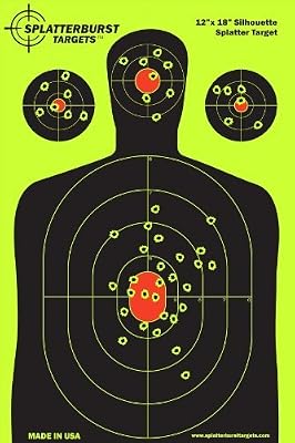 50 Pack - 12"x 18" Silhouette Splatter Target - Instantly See Your Shots Burst Bright Florescent Yellow Upon Impact!
