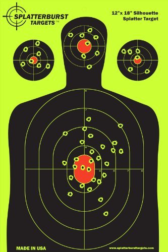 50 Pack - 12"x 18" Silhouette Splatter Target - Instantly See Your Shots Burst Bright Florescent Yellow Upon Impact! by Mike Shepherd