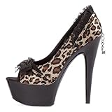 Leopard Ruffle Peep Toe Pump Shoe Women's Sexy High Heel Shoes 6 Inch Heel Satin Lace Penthouse