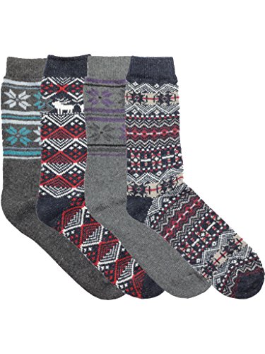 Woolly Mammoth Warm Winter Jacquard Wool Crew Socks, European Made