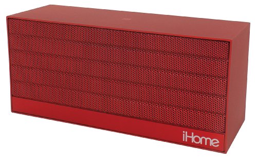 iHome iBN27RX NFC Bluetooth Rechargeable Stereo Mini Speaker in Rubberized Finish, Red