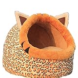 Morbido Animali Animale Domestico Cani Gatto letto Casa Cibo Canile Doggy Caldo Cuscino Cestino Voga (leopardo stampato, M)
