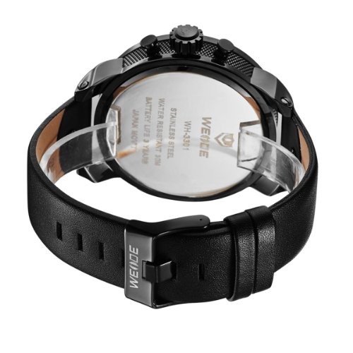 

Alienwork DualTime Quartz Watch Multi Time Zones Wristwatch XXL Oversized Leather white black OS.WH-3301-2