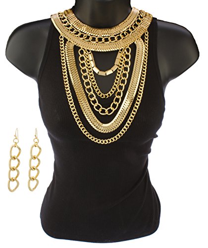 Adjustable Snake and Cuban Link Body Chain with Earrings Jewelry Set