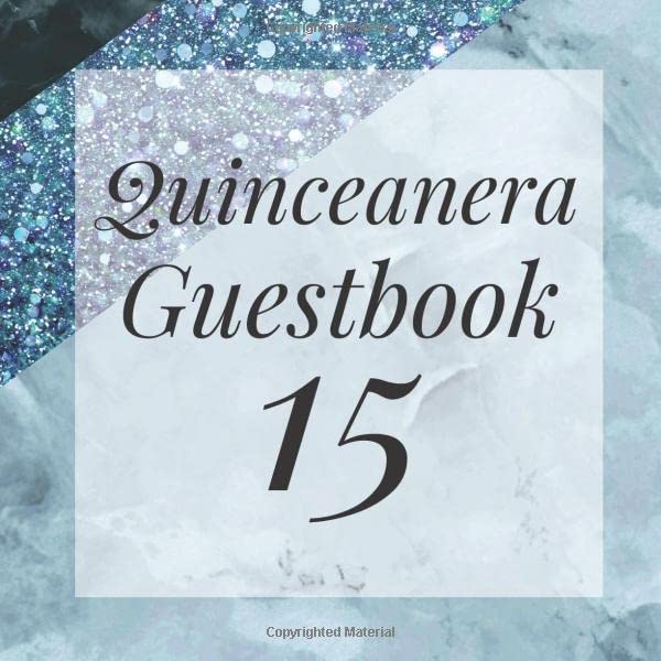 Quinceanera Guestbook 15: Light Blue Glitter Black Marble Geometric Guest Book- Elegant Birthday Wedding Anniversary Party Signing Message Book - Gift ... Keepsake Present - Special Memories Ideas by Forever Memories