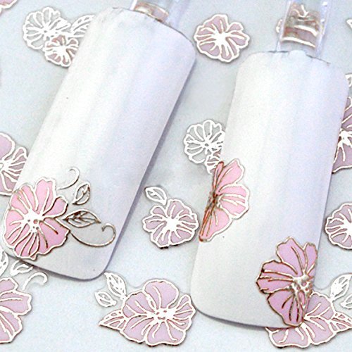 Lovely 24 Sheets 3D Pink Flower Manicure Nail Art Sticker Tips Decoration
