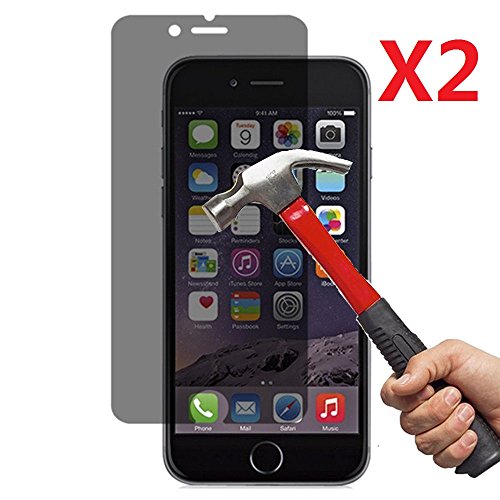 EVERMARKET Premium Privacy Anti-spy Tempered Glass 9H-Hardness Screen Protector Flim for Apple iPhone 6 6S 4.7 Inch - 2 Packs