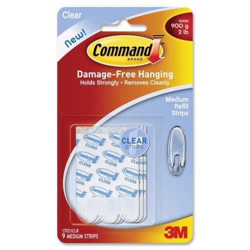 

Wholesale CASE of 25 - 3M Command Damage-free Adhesive Strip Refills-Medium Adhesive Refill Strips, 9/PK, Clear