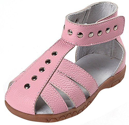 Femizee Girls Leather Closed Toe Ankle-Strap Gladiator sandal(Toddler/Little Kid)