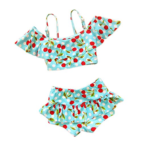 MingAO Little Girls 2 Pieces Cherry Pattern Tankinis Swimear Swimsuit 2-7 Years