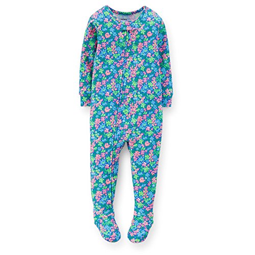 Carter's Baby Girls 1 Piece Snug Fit Cotton Footed Sleeper Pajamas (flowers)