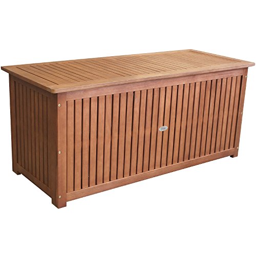 Wohaga® Gartenbox 133x58x55cm inkl. Innenplane Auflagenbox Kissenbox Gartentruhe Holztruhe Hartholz Akazie Auflagentruhe Sitztruhe