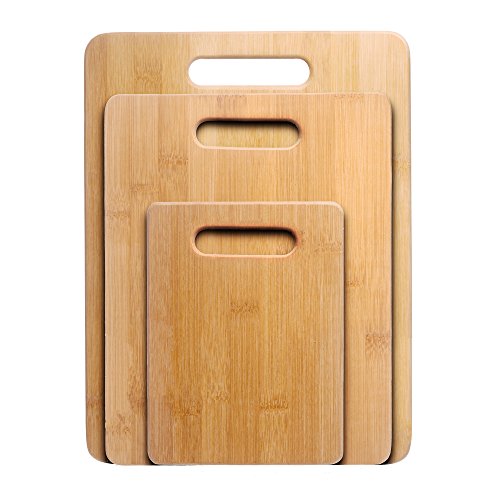 Cutting Board, Nuvita 3-Piece Bamboo Cutting Board Set -Premium Chopping Board Block -Large Medium Small Size Set - Anti-microbial and made of eco-friendly bamboo