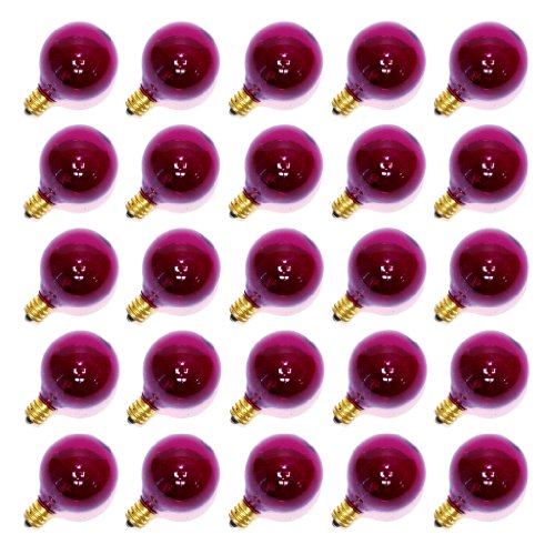Sival 40126 - G40 Candelabra Screw Base Transparent Purple (25 pack) Christmas Light Bulbs