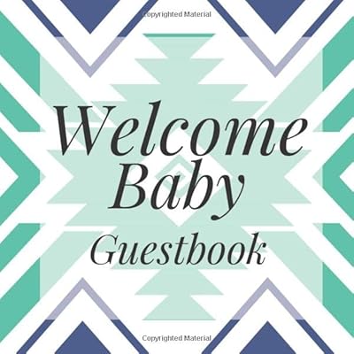 Welcome Baby Guestbook: Aztec Boho Tribal Theme Blue Shower Signing Sign In Book, Welcome New Baby Girl with Gift Log Recorder, Address Lines, Prediction, Advice Wishes, Photo Milestones