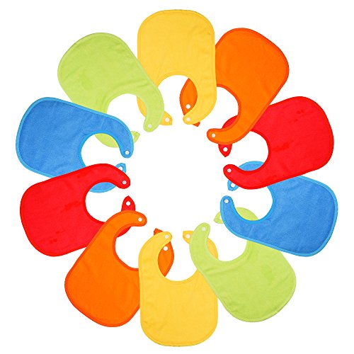 Blulu Baby Waterproof Bandana Drool Bibs with Snaps, Unisex, 10 Pack