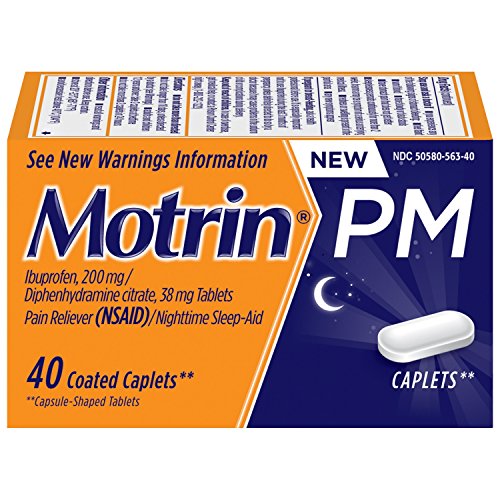 Motrin PM Pain Reliever/Nighttime Sleep-Aid Coated Caplets, 40 Count