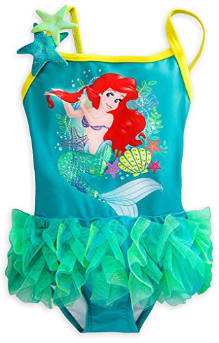 Disney Store Little Girls' Princess Ariel Sequin Accents Deluxe Swimsuit
