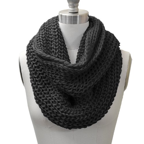 Chunky Knit Infinity Scarf Black Color