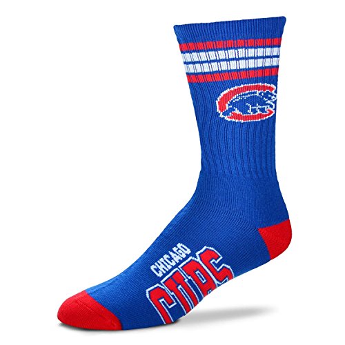 For Bare Feet MLB 4 Stripe Deuce Crew Men Socks-Medium-Chicago Cubs
