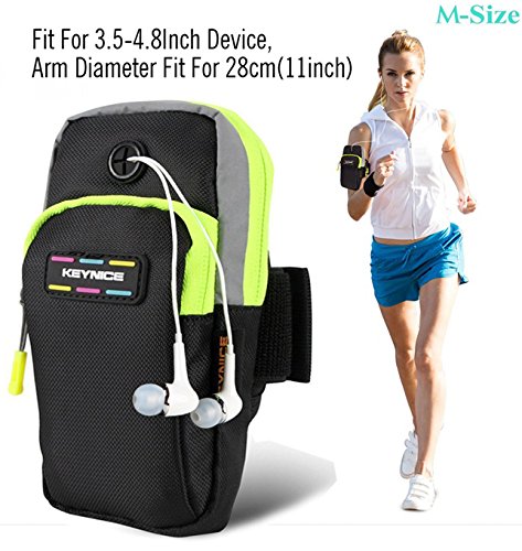 Keynice(TM) Sports Armband, Multifunctional Pockets Running ArmBag for iPhone6&6S(4.7inch),5S 5C 4S Samsung Galaxy S6,S5,S4, Nexus 5, Sony Xperia Z4 Z5 and other Wide 3.5~4.8