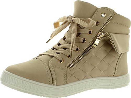 VIA PINKY PERLA-03 Women's Quilted Lace Up Ankle High Sneakers