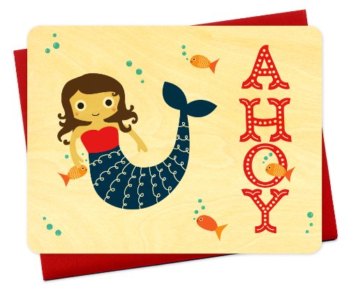 Algopix Similar Product 3 - Mabel Mermaid Wood Notecard by Night