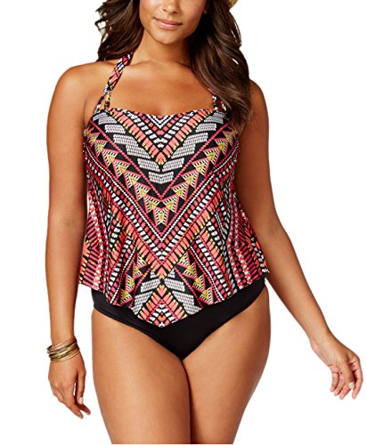 Summer Mae Womens Totem Bandeau 2 Pc Swimwear Plus Size Tankini