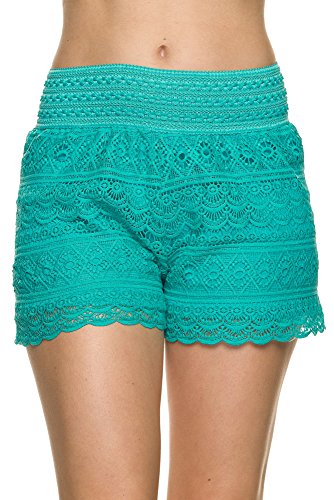 Bellarize Women's Crochet Shorts with Scallop Edge and Inner Lining