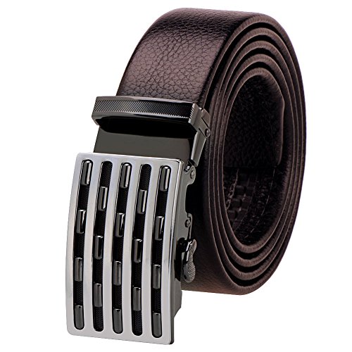 Vbiger Mens Smooth Genuine Leather Belt with Detachable Buckle
