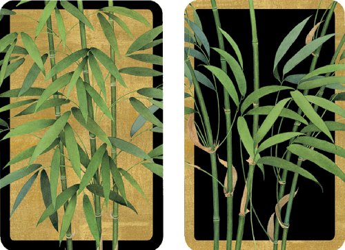 Entertaining with Caspari Double Deck of Bridge Playing Cards, Bamboo Trees, Set of 2