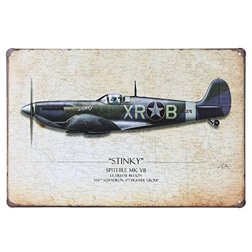 Stinky Spitfire MK VB, Airplane Fighter Retro Vintage Tin Sign 12