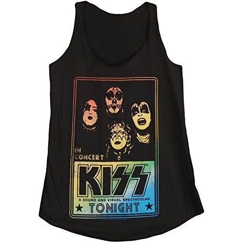 Kiss In Concert Tonight Print Junior's Fitted Cotton Tank Top