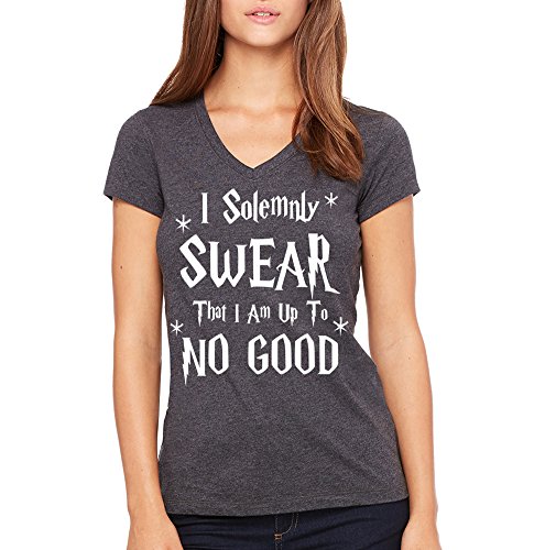 Juniors I Solemnly Swear That I Am Up To No Good Funny V-Neck T-Shirt