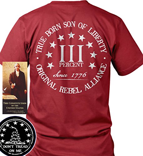 Bundle of 3 items. Three Percent. True Born Son of Liberty. Red 2XL T-Shirt....