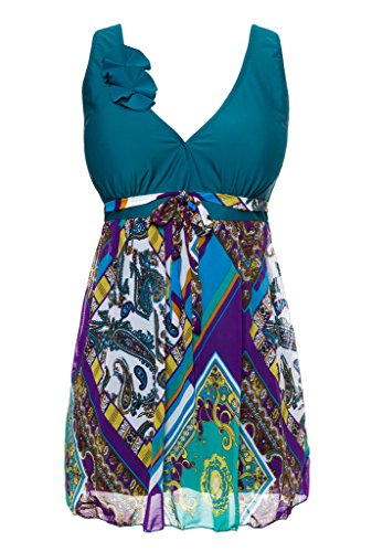 Wantdo Women's Slimming Modest Flared Fit Vintage Swimdress