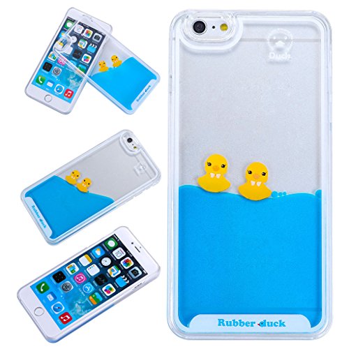 Yoption Liquid Case for iPhone 6Plus 6sPlus 5.5 ,Clear Cute Creative Design Liquid Floating Rubber Duck Hard Case Cover for iPhone 6Plus 6sPlus 5.5 (Ducks With Tie)