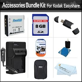 8GB Accessories Bundle Kit For Kodak EasyShare M522 M532 M552 Digital Camera Includes 8GB High Speed SD Memory Card + Replacement Extended (1000Mah) Kodak KLIC-7006 Battery + AC/DC Charger + Case + USB 2.0 Reader + Mini Tripod + Screen Protectors + More