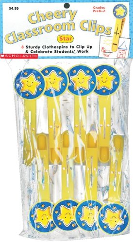Star Eight Delightful Clothespins (Cherry Classroom Clips) by Scholastic
