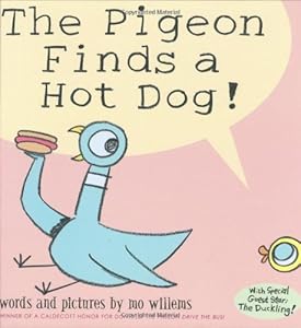 the pigeon finds   hot dog!