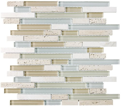 

Bliss Spa Stone and Glass Linear Mosaic Tiles