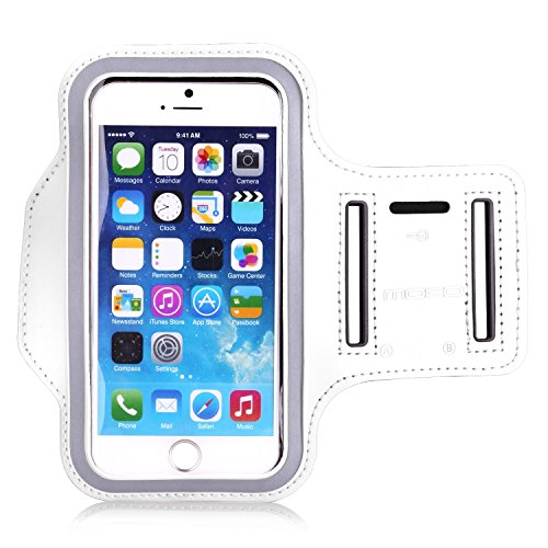 iPhone 6s Armband, MoKo Water-proof Sports Armband with Key Holder & Card Slot, Running Armband for iPhone 6 / 6s, Galaxy S7 / S6 / S6 Edge, WHITE (Fits Cellphones up to 5.2