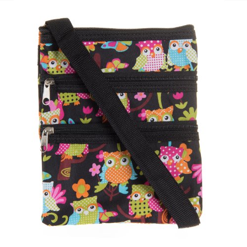 Crossbody Swingpack Bag (Black Owl w/ Butterflies)