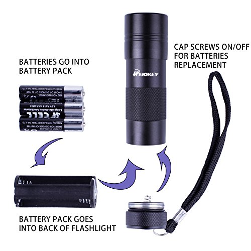 HEIOKEY Handheld 12 LED Ultraviolet Led Flashlight Blacklight UV Pets Stains Detector Torch 395nm Mini UV Light For Checking Currency,Human Fluids,Scorpions With 3 X AAA Batteries-Black - Image 4