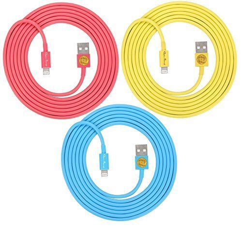 3PCS of HEAVY-DUTY Lightning to USB Sync Charger Data Cable Cord 6ft / 2m for iPhone 5s / 5c / 5, iPhone 6 / 6plus, ipad Air / Mini / iPod Touch 5 and Nano 7(yellow-pink-blue)