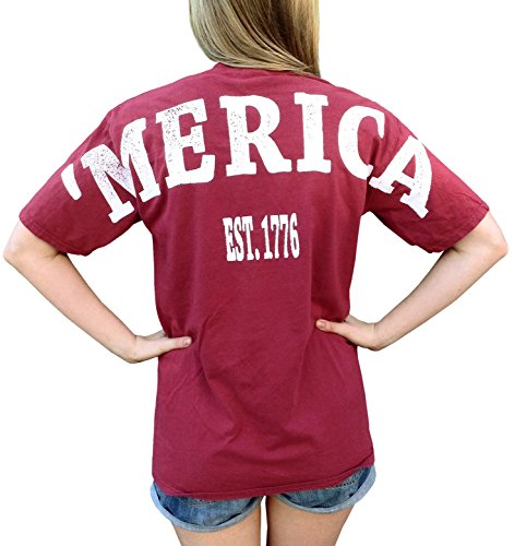 Merica Stadium Print Short Sleeve T Shirt with Front Pocket