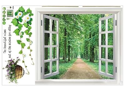 SODIAL(R) SODIAL (R)Sticker Autocollant Mural FENETRE OUVERTE Deco DIY Mur Maison Chambre