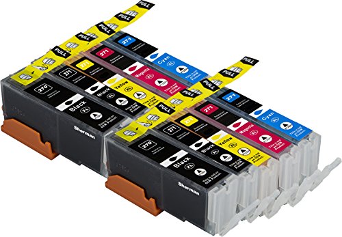 Sherman Ink Cartridges © Compatible Canon CLI-271 XL PGI-270 XL 10 Pack Ink Cartridge for Printers: Pixma MG7720, MG6820, MG6821,MG6822, MG5720, MG5722, MG5721 Printer PGI-270XL CLI-271XL